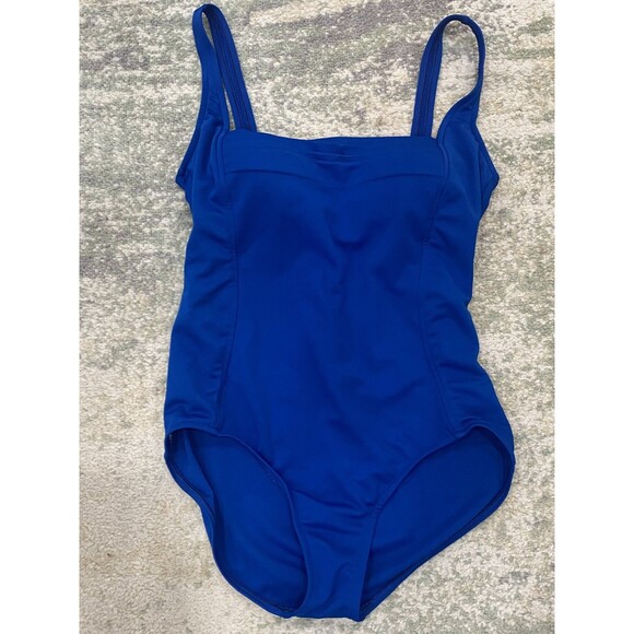 Maxine Blue Square Neck One-Piece Swimsuit Size 16 Excellent Condition - Picture 1 of 8
